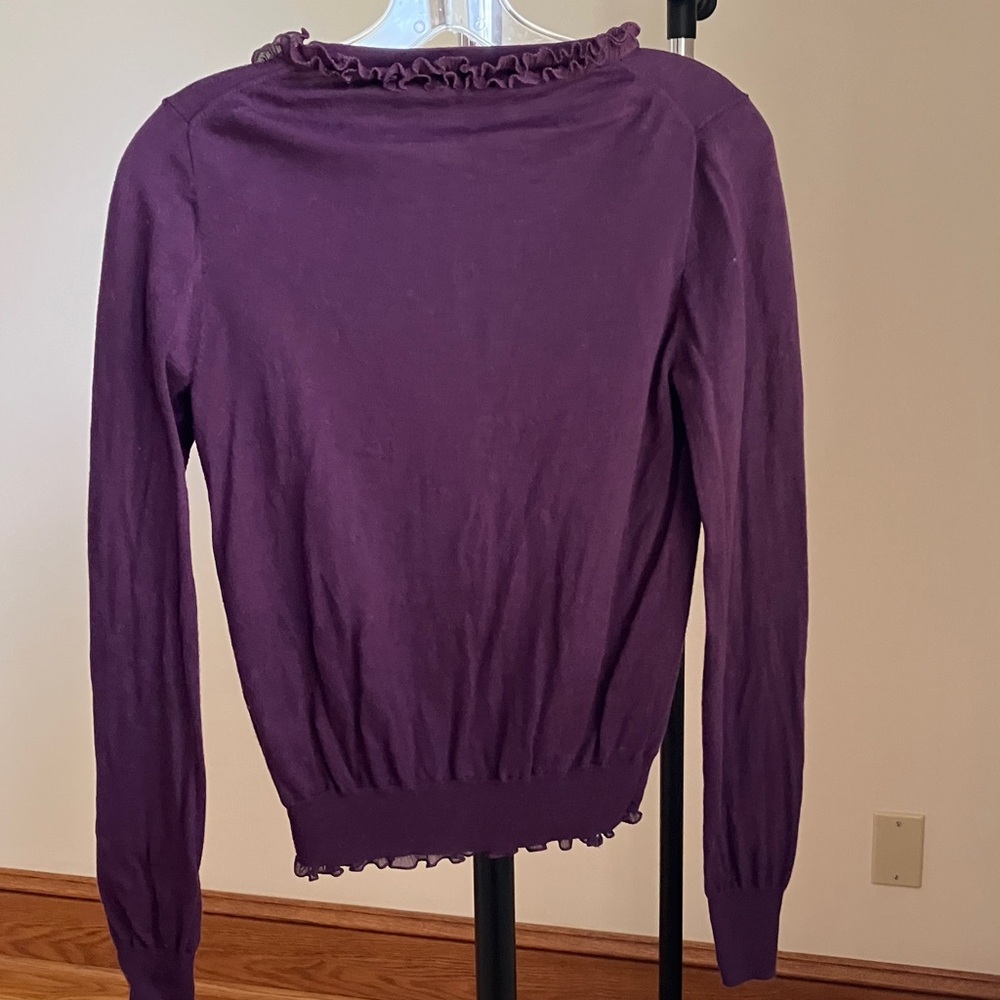 J. Crew Purple Silk Ruffle Trim Cardigan - Picture 5 of 8